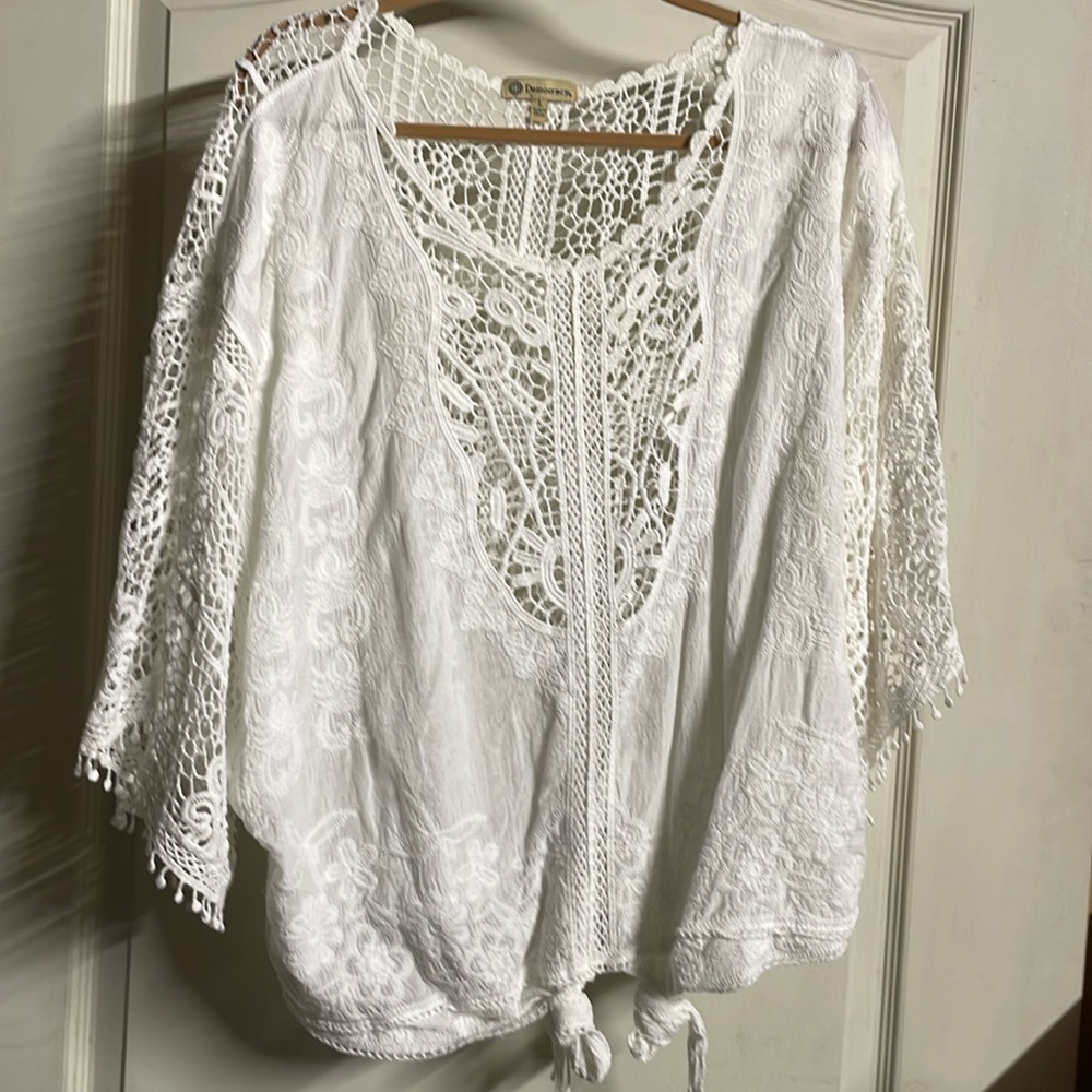 White Large 💯 cotton coverup top